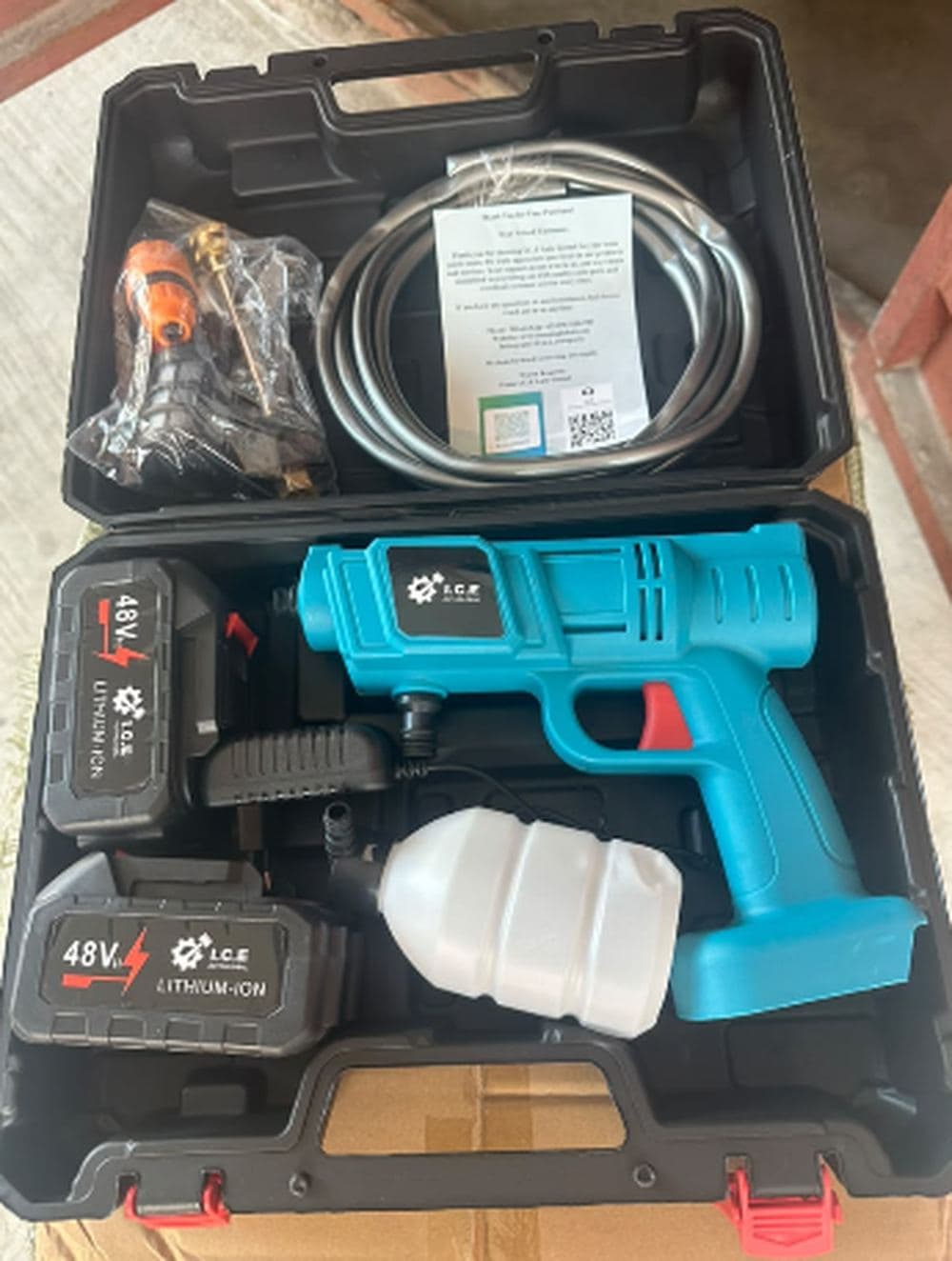 48V cordless cleaning gun kit, open case